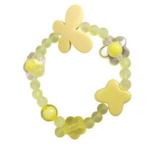 Yellow Star Acrylic Bead Candy Butterfly Shapes Flower Stretch Bracelet